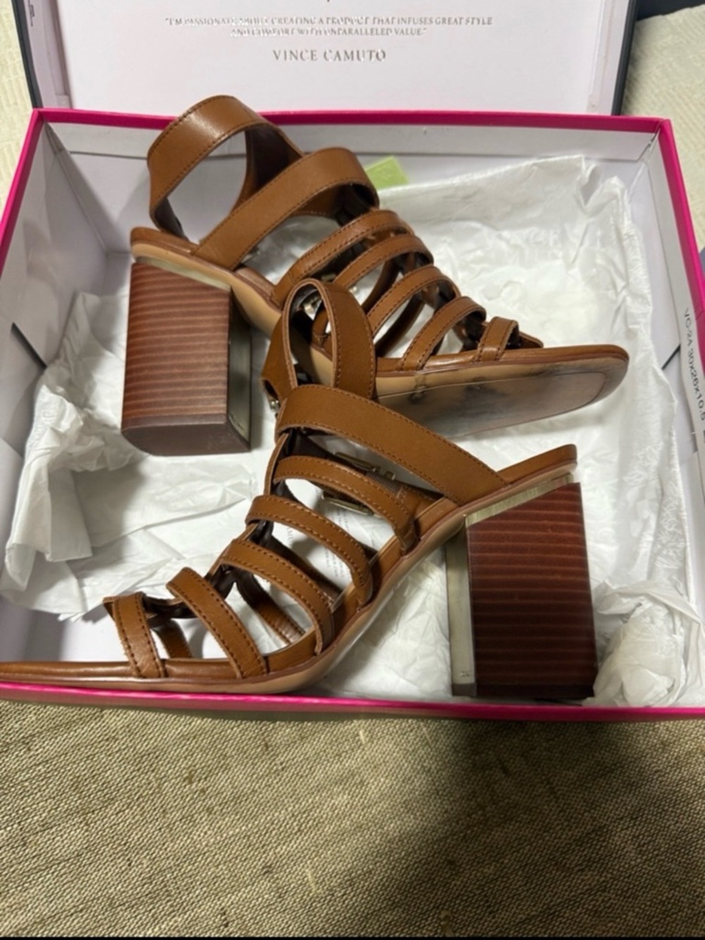 Vince Camuto Cognac Multi-Strap Gladiator Sandals